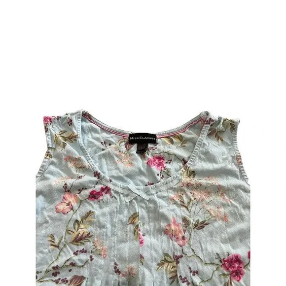 Miss Elaine Women's Multicolor Sleeveless Crew Neck Floral Top Size Large - Picture 2 of 7
